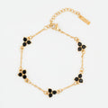Obsidian Clover Bracelet | 18K Gold