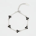 Obsidian Clover Bracelet | Silver